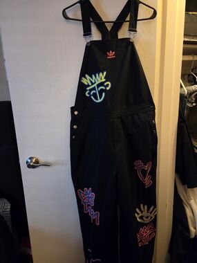 adidas Black Overalls with Neon Graffiti Graphics